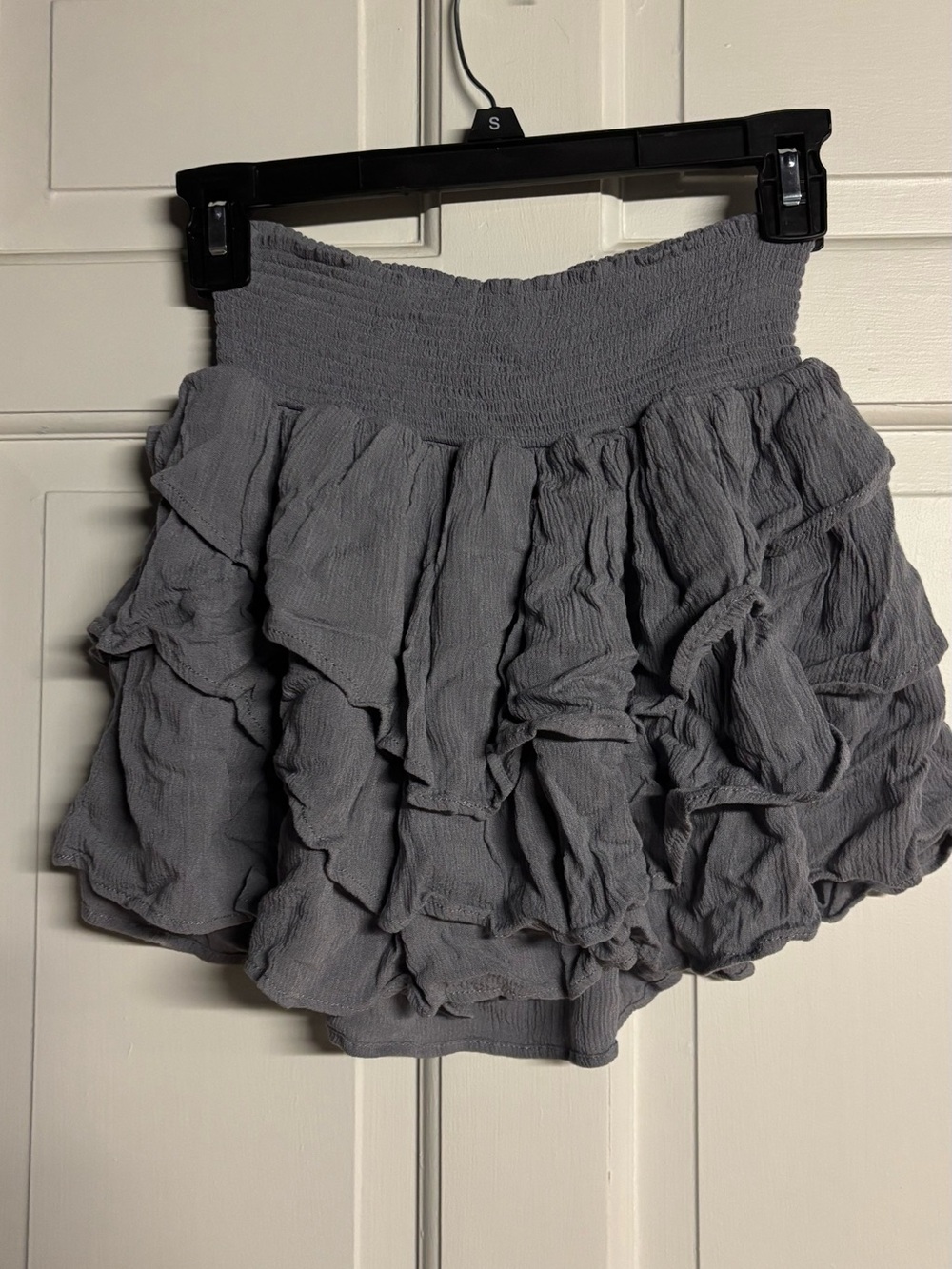 Rewash Gray Smocked Ruffle Skirt